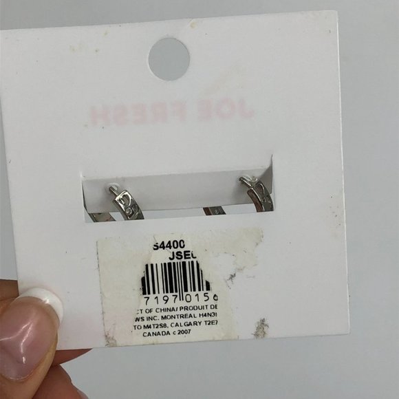 NWT Joe Fresh Silver-Toned Cubic Zirconia Small Hoop Earrings - Picture 8 of 9